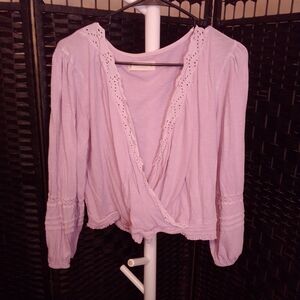 Lucky Brand Light Purple Blouse with Lace Accents